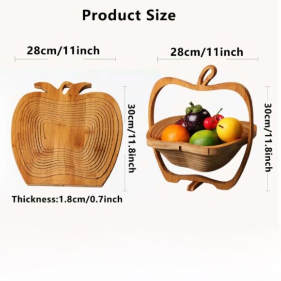 Apple-Shaped Wooden Collapsible Basket Trivet– Rustic Kitchen Decor - Picture 6 of 6